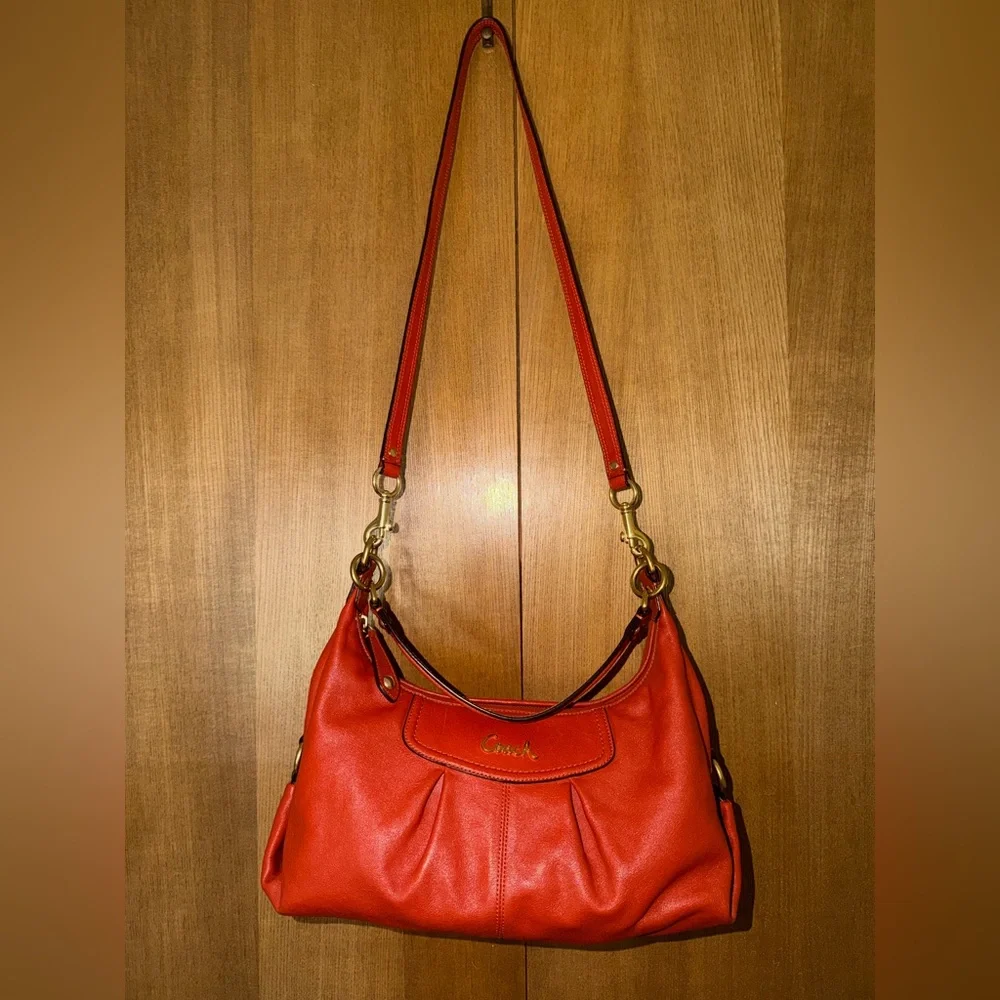 Coach Ashley Leather Convertible Hobo in Orange, Gold Hardware, F19761 - Picture 7 of 16